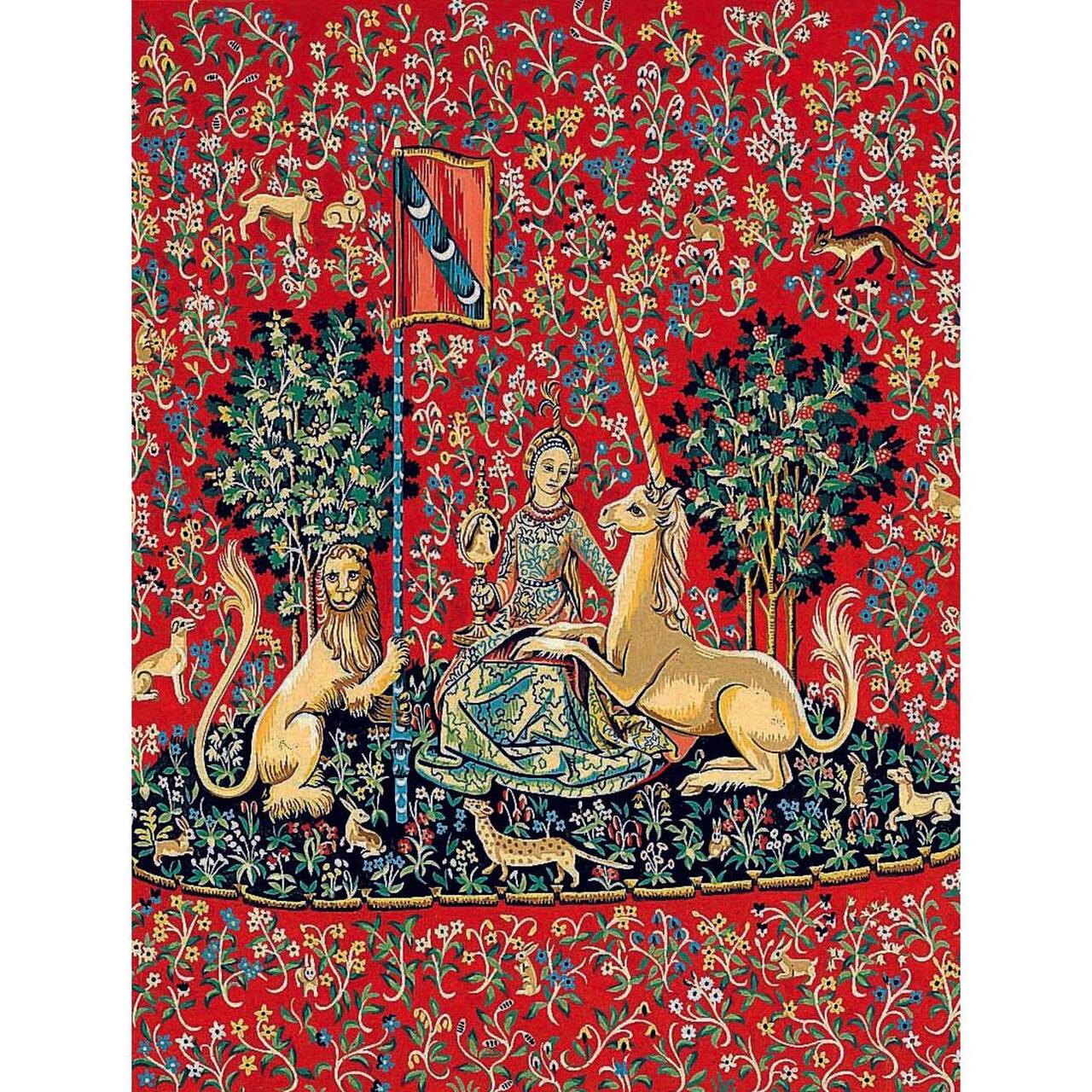 Gobelin Lady with A Unicorn Margot de Paris Printed Tapestry Needlepoint Canvas